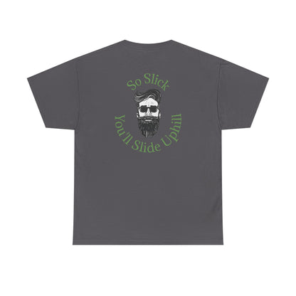 So Slick You'll Slide Uphill Tee — Retro Bearded Sunglasses Graphic Shirt