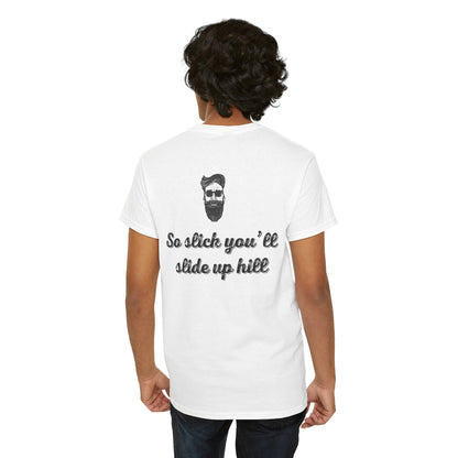 Unisex Heavy Cotton Tee - 'So Slick You'll Slide Up Hill' Vintage Graphic Shirt